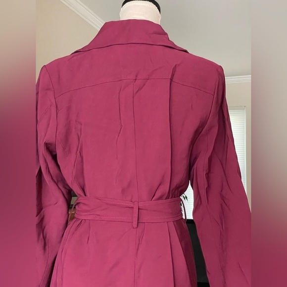 Banana Republic Outlet Plum Wine Waterfall Belted Trench Fall Coat, Size S NWT - Picture 6 of 13